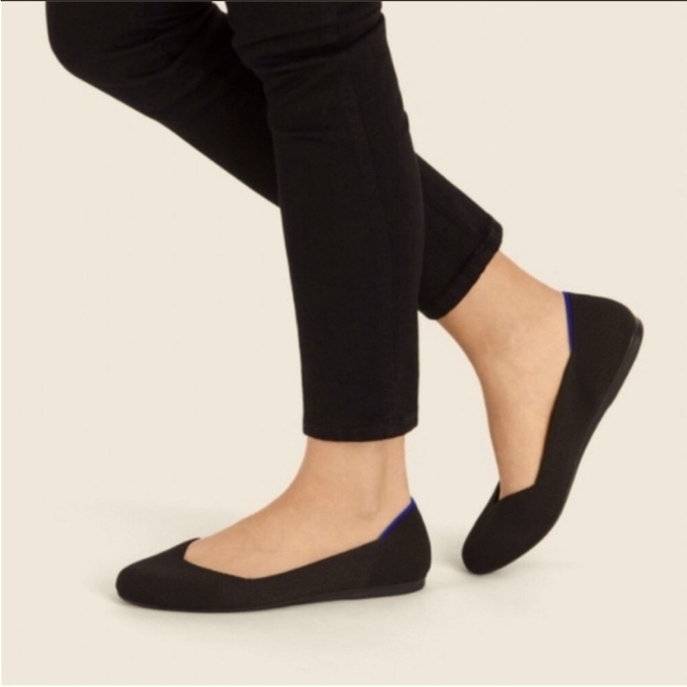 Rothy's Round Toe Ballet Flats Black 9 EUC